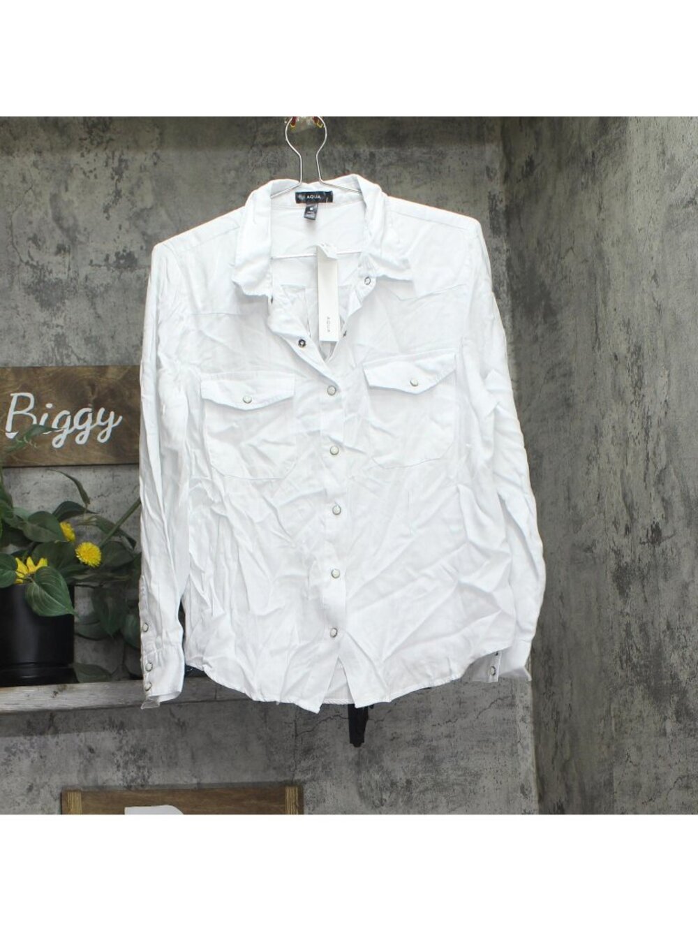 Aqua Womens Snap Front Western Tencel Twill Shirt WTT-23911N White M
